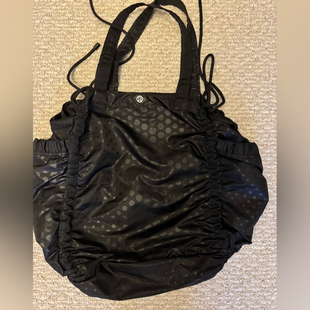 Black Tote Bag with Polka Dot Design